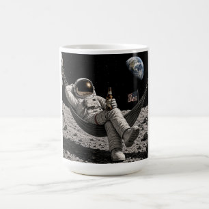 Mug Astronaute se détendant avec de la bière sur la Lu