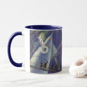 Mug Astronautes de la science-fiction vintage sur un v