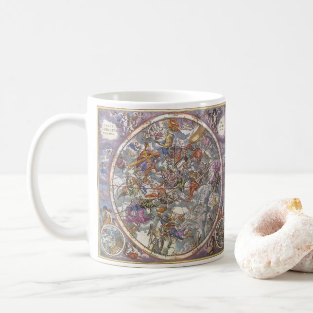 Mug Astronomie vintage, Carte des constellations chrét (Avec donut)