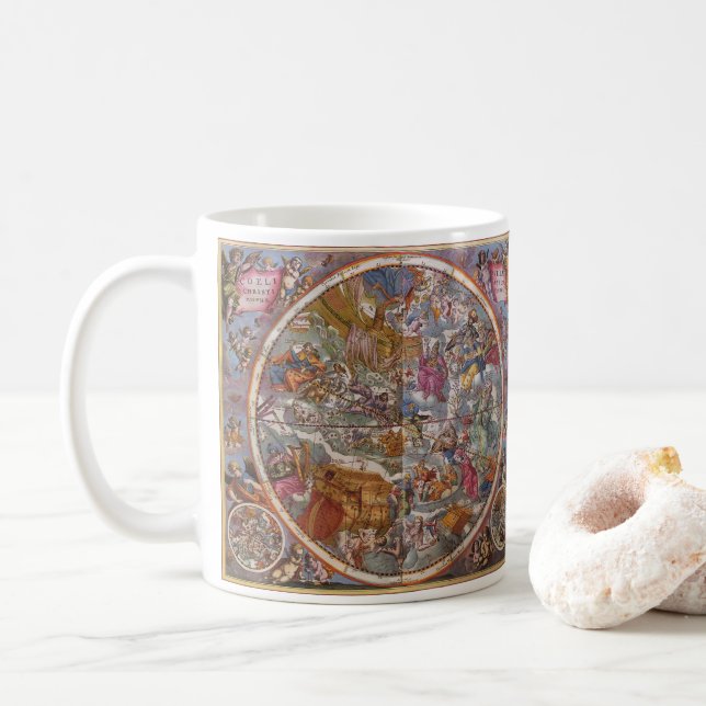 Mug Astronomie vintage, Carte des constellations chrét (Avec donut)
