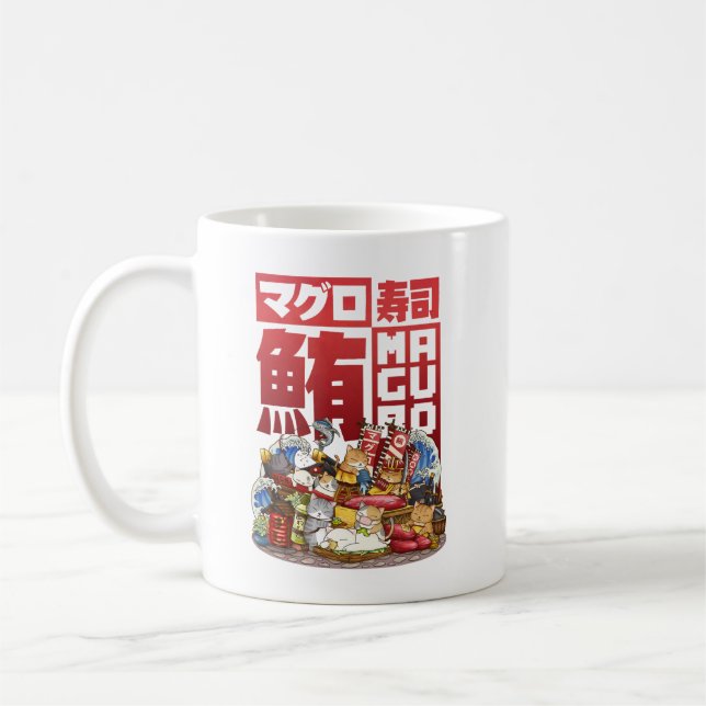 Mug Atelier de sushi de thon Maguro Chat Whimsical (Gauche)