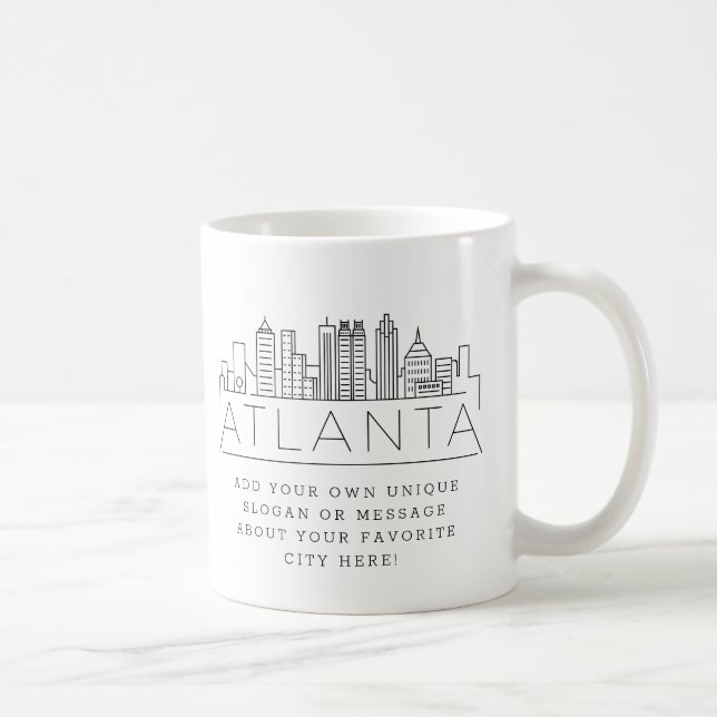 Mug Atlanta, Géorgie Stylisé Skyline | Slogan personna (Droite)