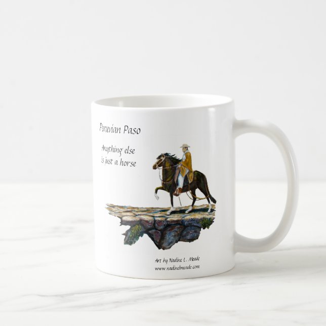 Mug Attaquez, cheval de Paso et cavalier péruviens sur (Droite)