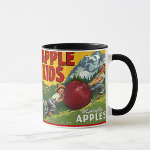 MUG ATTAQUEZ L'ÉTIQUETTE VINTAGE DE CAISSE D'APPLE DE