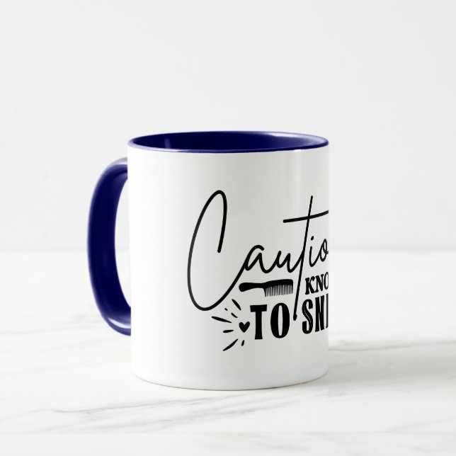 Mug Attention Drôle... Liste minimaliste des cheveux (Devant gauche)
