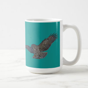 Mug Atterrissage de la grande chouette grise et du vol