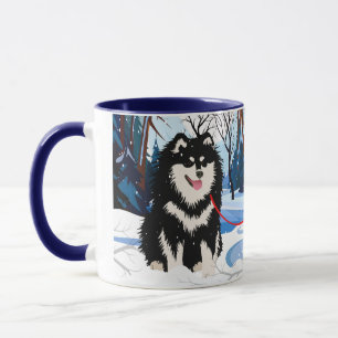 Mug AU-DESSUS DE LA RIVIÈRE Lapphund finlandais 11 oz 