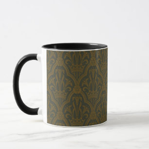 Mug Audsley Or vintage doré lily couronne vert damas d