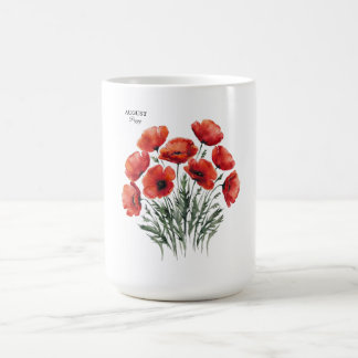 Mug August Poppy Bloom - Cadeau d'anniversaire personn