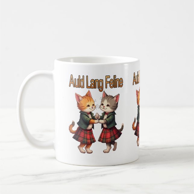 Mug Auld Lang Feline Orange Cats Dancing Ceilidh  (Gauche)