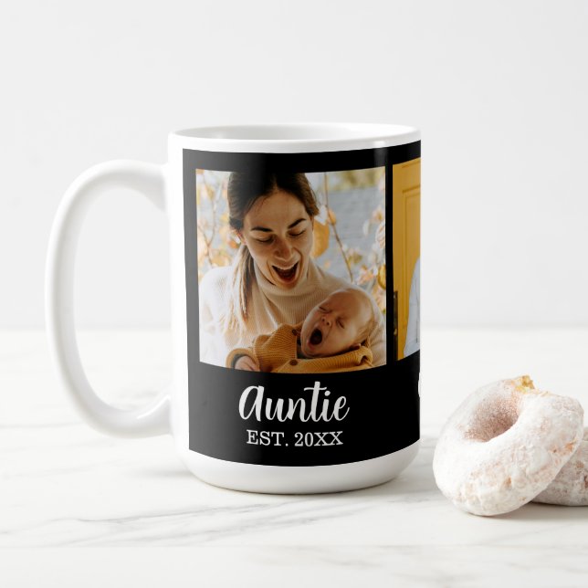 Mug Auntie Established Script Black 3 Photo Coffee (Avec donut)
