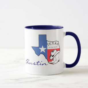 Mug Austin, carte d'état du Texas avec l'étoile,