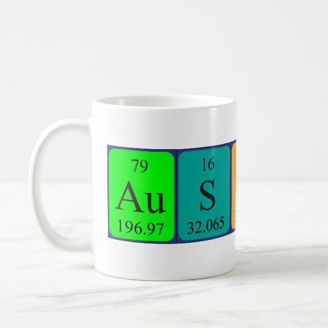 Mug Austin nom de table périodique (Gauche)