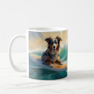 Mug Australian Shepherd Beach Surfing Peinture