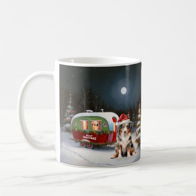 Mug Australian Shepherd Caravan Christmas Adventure (Gauche)