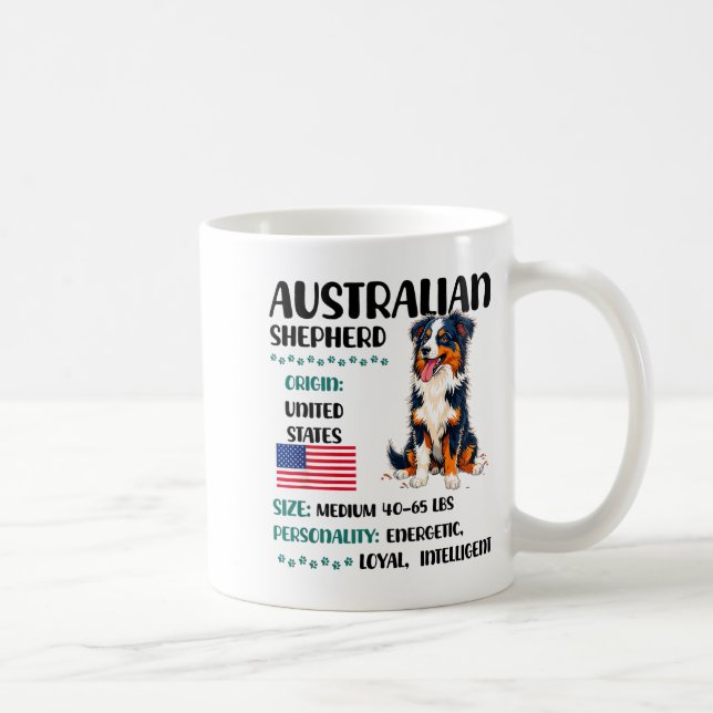 Mug Australian Shepherd Origin Funny Aussie Dog Lover  (Droite)
