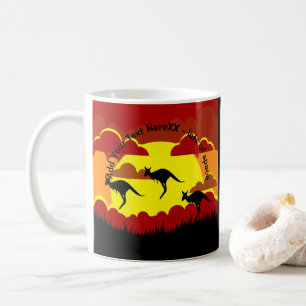 Mug Australie Kangaroo rouge jaune jaune