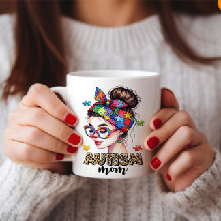 Mug Autism Mom Messy Bun - Fête des mères
