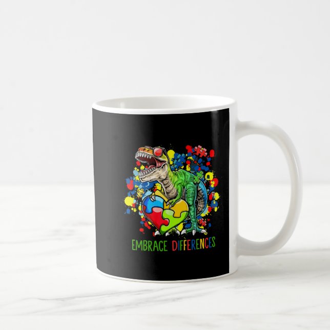Mug Autisme Accepter les différences Dinosaur T-Rex en (Droite)