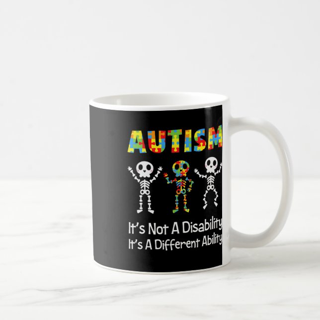 Mug Autisme Capacité différente Skull Skeleton Neurodi (Droite)