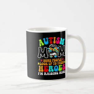 Mug Autisme Maman Élever Héros Super Messy Bun Autisme