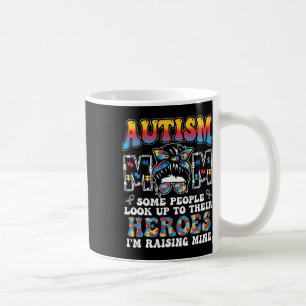 Mug Autisme Maman Élever Héros Super Messy Bun Autisme