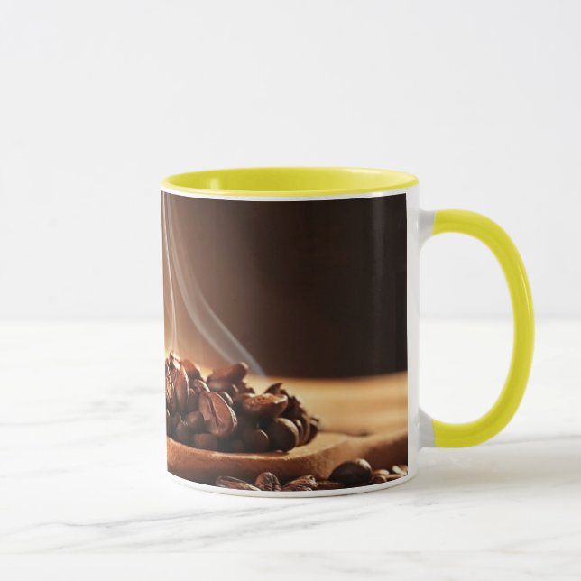 Mug Autocollant de grains de café fumants pour amateur (Droite)