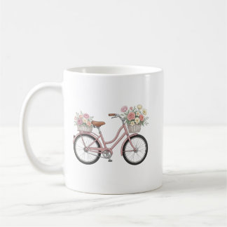 Mug Autocollant de vélo rose vintage avec paniers flor