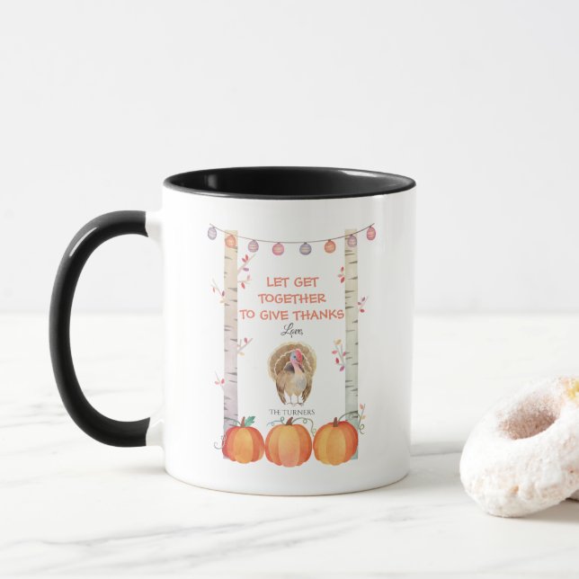 Mug Automne Arbres Citrouille Turquie Thanksgiving Par (Avec donut)