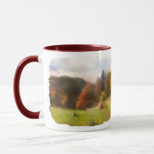 Mug Automne Avec Mountain Fox Et Haystack Aquarelle