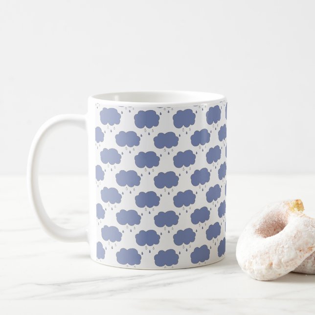 Mug Automne | Blue Rain Cloud Raindrop Motif (Avec donut)