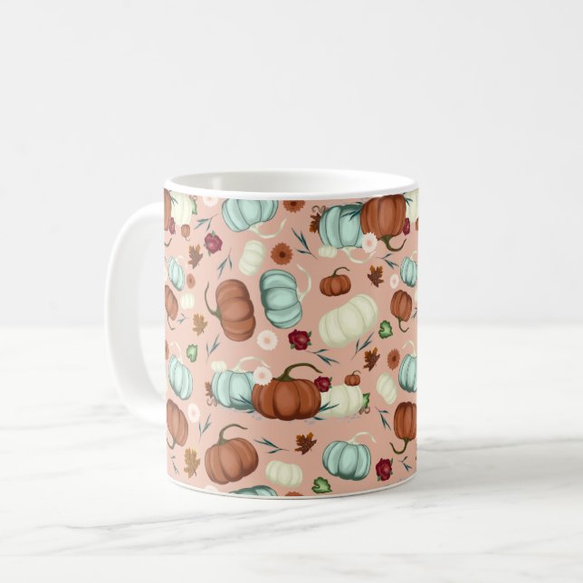 Mug Automne Citrouille Floral (Devant gauche)