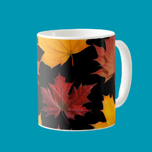 Mug Automne feuilles d'érable noir