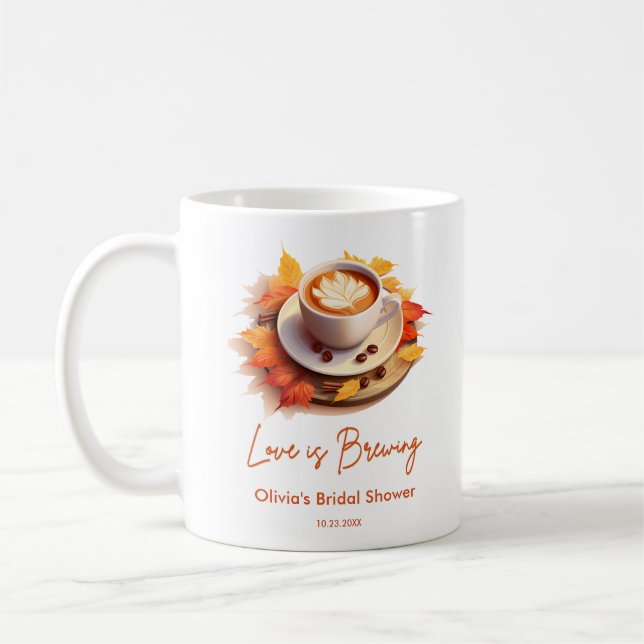 Mug Automne L'amour brasse la Fête des mariées de café (Gauche)