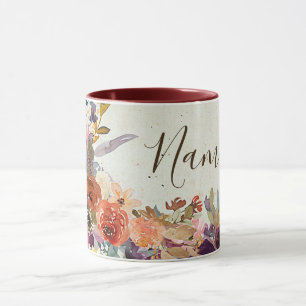 Mug Automne mixte aquarelle florale personnalisée