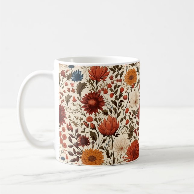 Mug Automne Moderne Automne Botanique Floral (Gauche)