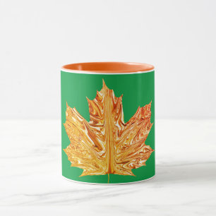 Mug Automne Orange or feuille d'érable automne vert
