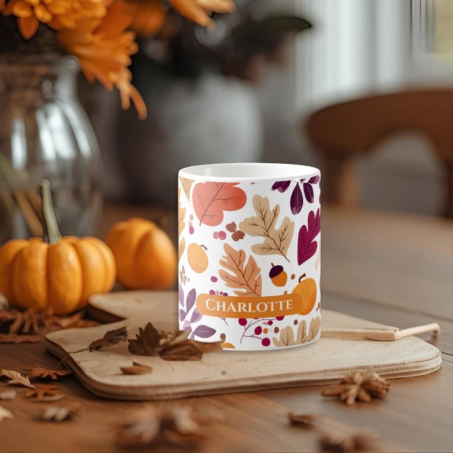 Mug Automne Personnalisé - Feuilles Automne & Acor (Créateur téléchargé)