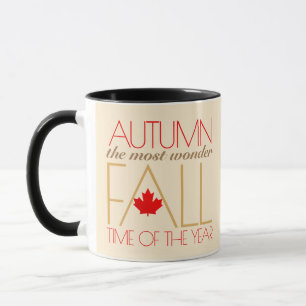 Mug Automne Rouge Feuille Word Art Wonder Automne ...