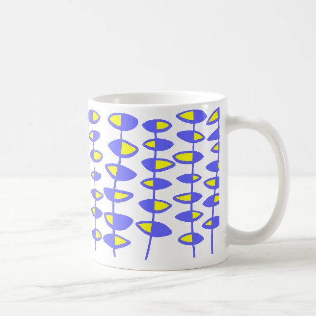 Mug Autre feuille Abstrait - bleu et jaune (Droite)