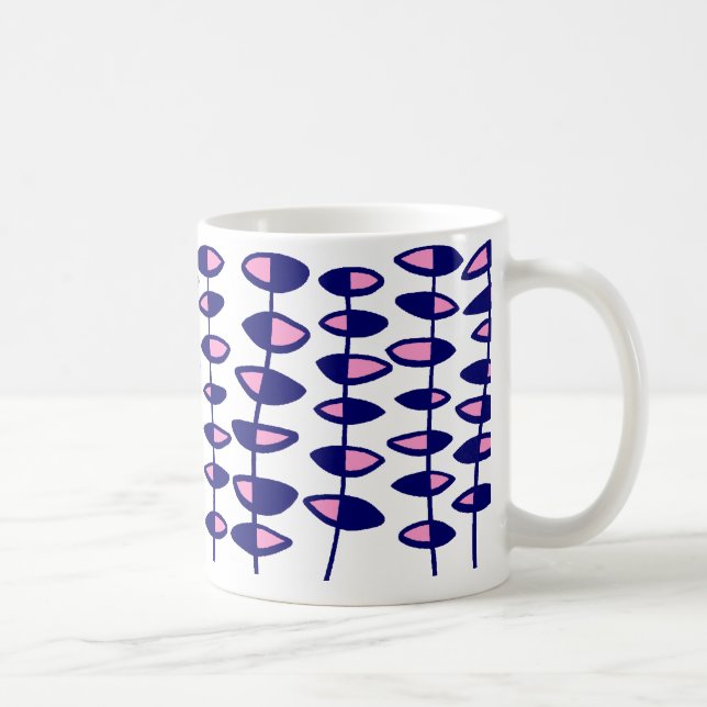 Mug Autre feuille Abstrait - rose et bleu foncé (Droite)