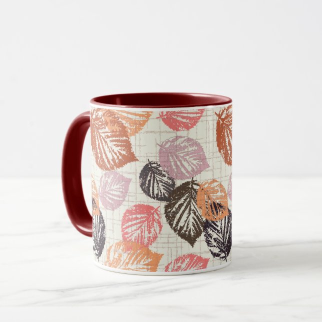 Mug Autumn leaves on beige. (Devant gauche)
