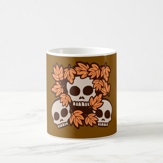Mug Autumn Skulls with Fall Leaves Wreath Seasonal Fun (Centre)