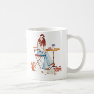 Mug Autumn Whimsy – Fille, Café & Écureuil Curieux Mu
