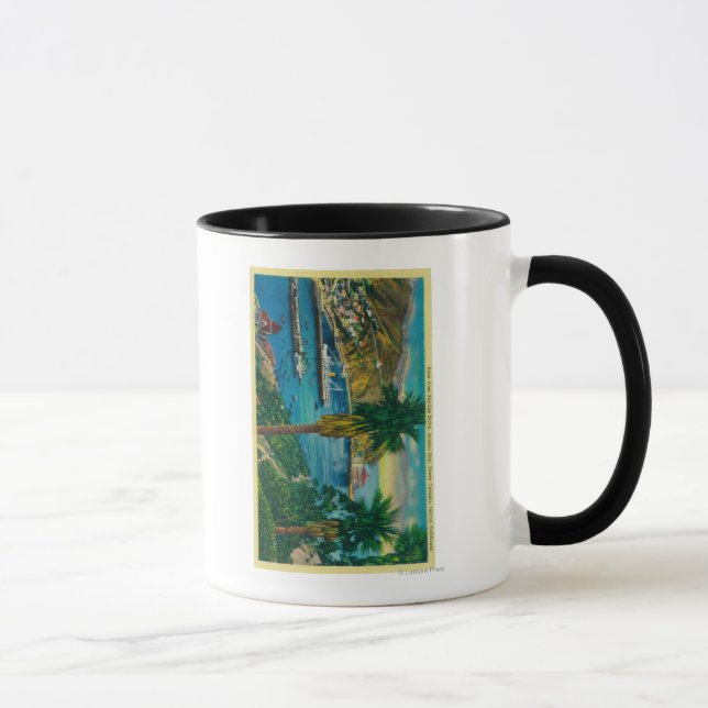 Mug Avalon Bay, Père Noël Catalina Island de Skyline (Droite)