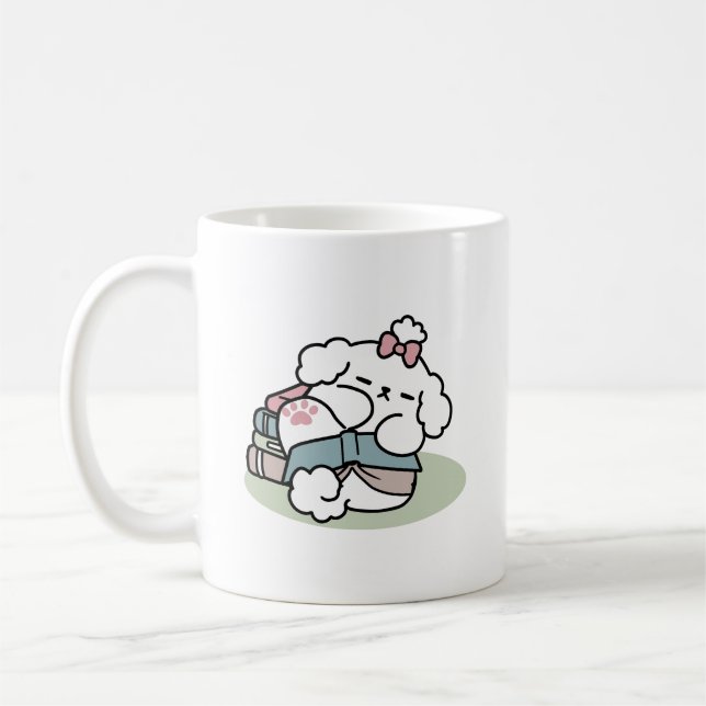 Mug Avant le coucher avec ma chienne - Livre et Amoure (Gauche)