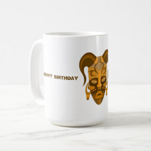 MUG AVEC ART DU MASQUE TRADITIONNEL, ANNIVERSAIRE