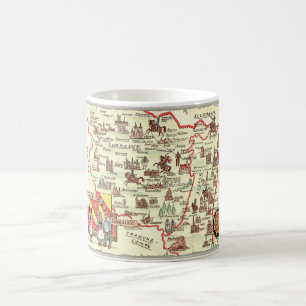 Mug avec carte illustrée de l'Alsace Lorraine Fran