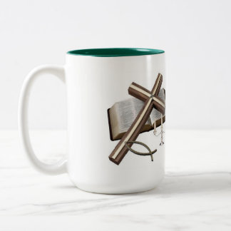MUG AVEC CROIX ET     BIBLEGREEN & BLANC
