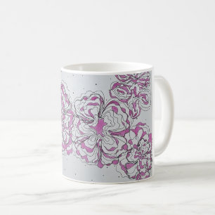 Mug avec dessin floral abstrait dessiné à la main